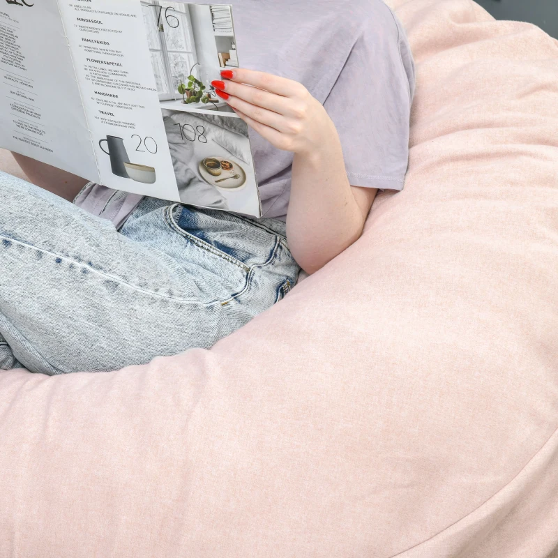 HOMCOM Poduszka siedziska beanbag wyściełana poliester pianka różowa