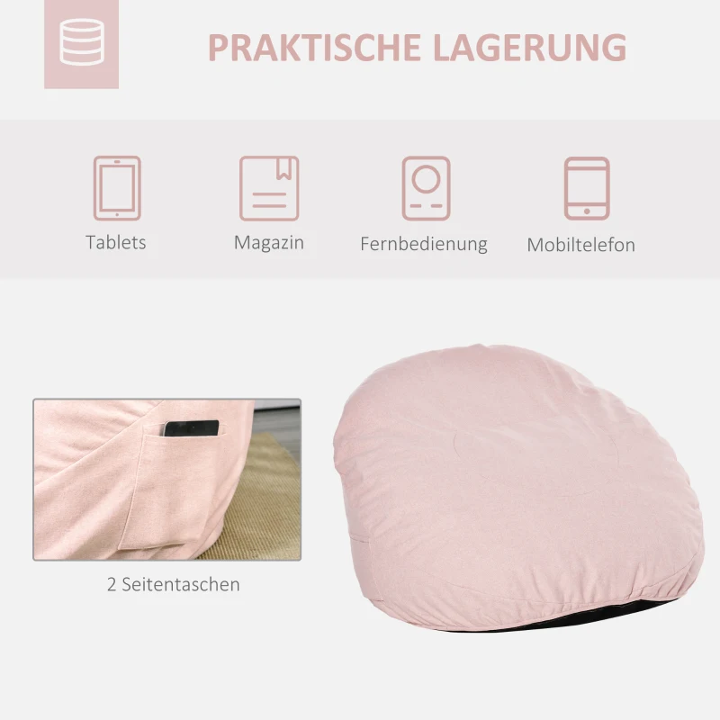 HOMCOM Poduszka siedziska beanbag wyściełana poliester pianka różowa