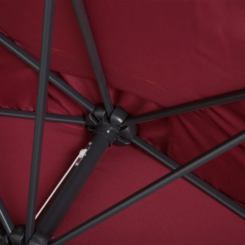 Outsunny Sombrilla Rectangular 230x130x245 cm Parasol para Pared Media Sombrilla con Manivela Protección UV 30+ Impermeable Sombrilla para Balcón Terraza Jardín Rojo
