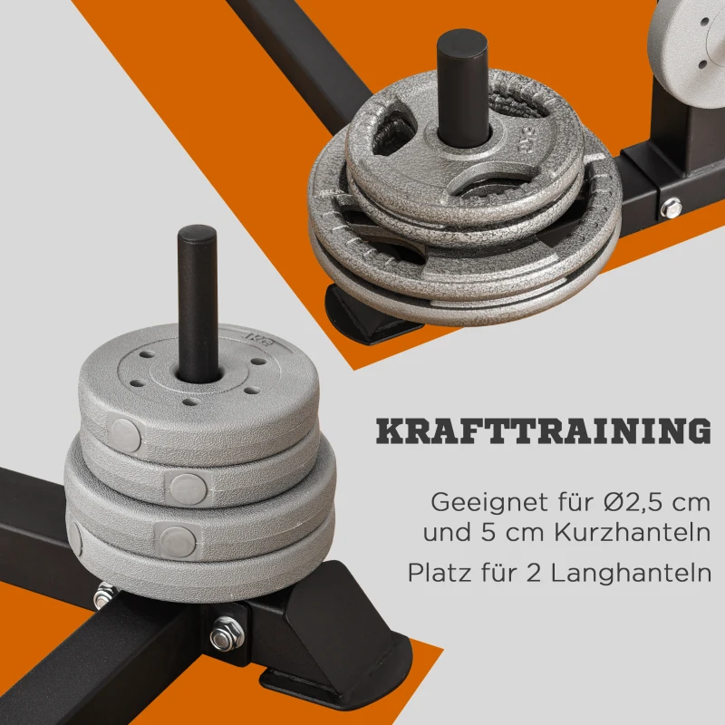 HOMCOM Power Tower Power Tower Station z wewnętrznym stojakiem wagowym do stali fitness