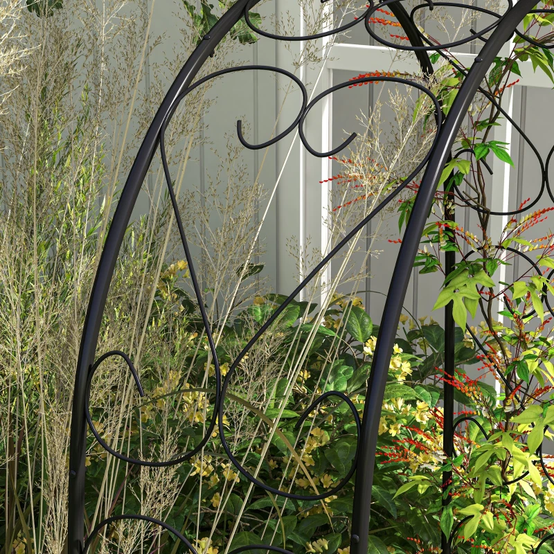 Outsunny Łuk różany, łuk ogrodowy, łuk przejściowy, 125 x 37 x 230 cm, czarny