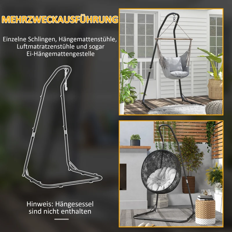 Outsunny Hangstoelstandaard Standaard voor Hangstoel Ophanging, 133 cm x 116 cm x 195/230 cm, Zwart