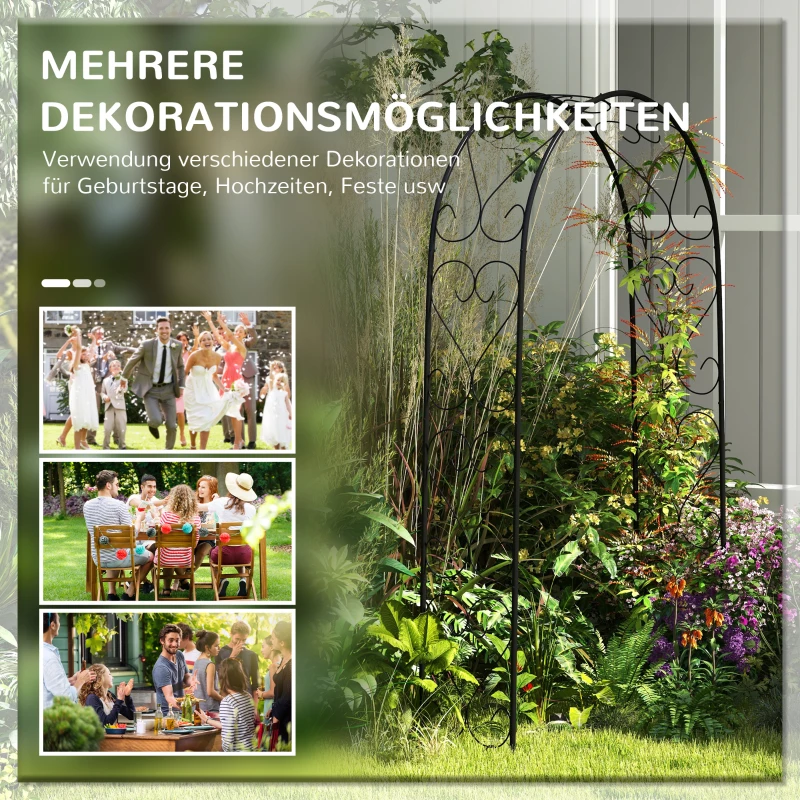Outsunny Rogenbogen Gartenbogen Torbogen, Vintage Design, 125 x 37 x 230 cm, Schwarz