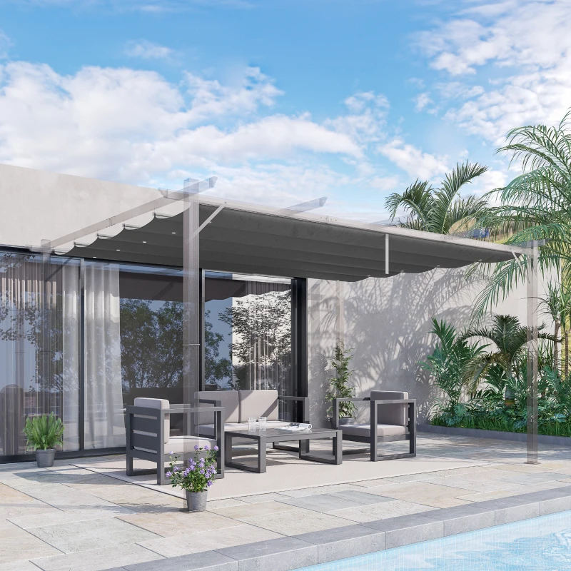 Outsunny Zamienna plandeka do pawilonów 4x3m, z otworami drenującymi, 2,50 x 2,55 m, Ciemnoszary