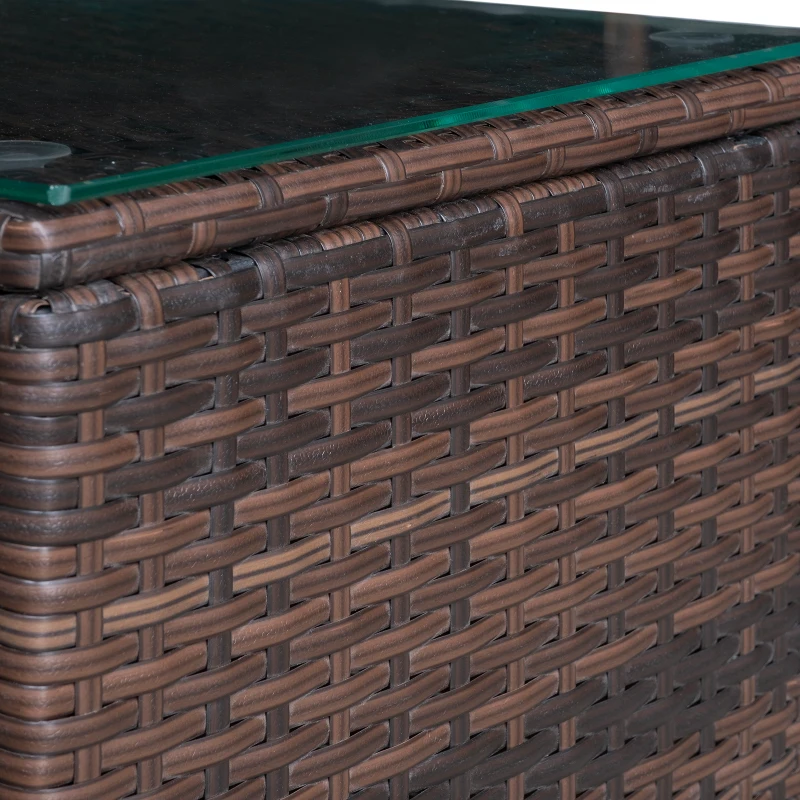 Outsunny Set Mobili da Giardino Rattan PE da 3 Pezzi, 2 Poltrone da Esterno, Tavolino e Cuscini, Marrone