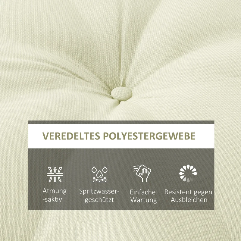 Outsunny Poduszka siedziska, poduszka siedziska, poduszka na krzesło, z guzikami, 80 cm x 80 cm x 10 cm, kremowy