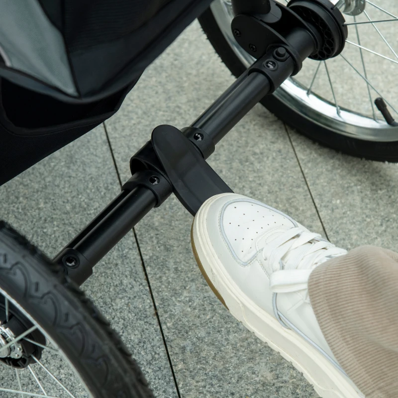 PawHut Wózek dla psów, składany, ochrona przed słońcem, okna z siatki, kosz na zakupy, szary, 111 x 58 x 107 cm