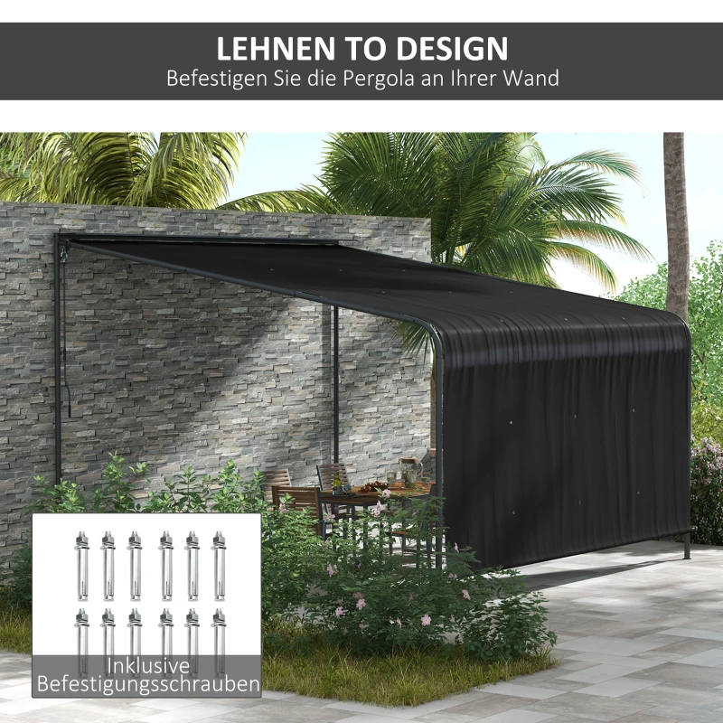 Outsunny Markiza przylegająca, odporna na warunki atmosferyczne, 396 x 302 x 210/280 cm, Ciemnoszary