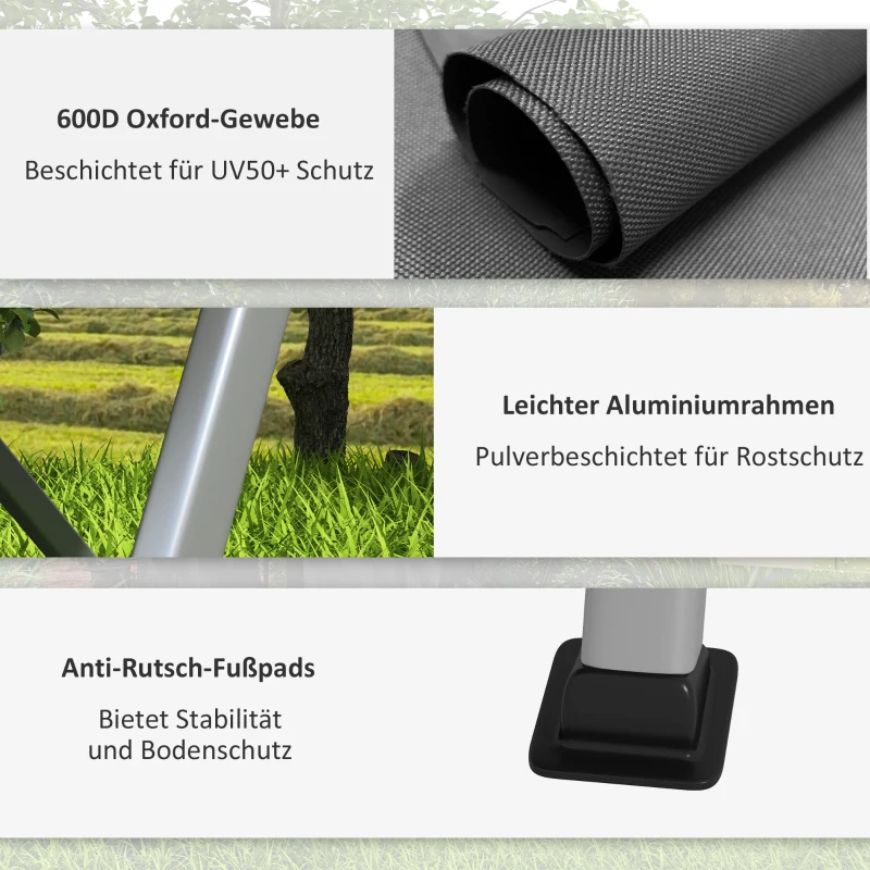 Outsunny Krzesło kempingowe składane krzesło na zewnątrz, odporny na warunki atmosferyczne, z torbą transportową, 74 x 59,5 x 98 cm, Szary