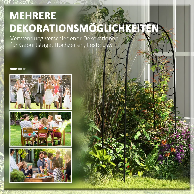 Outsunny Łuk różany, łuk ogrodowy, łuk przejściowy, 125 x 37 x 230 cm, czarny