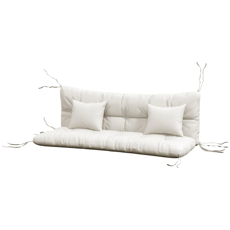 Outsunny Back and Seat Cushion Replacement with 2 Pillows, Patio Chair Cushions Set with Ties, White