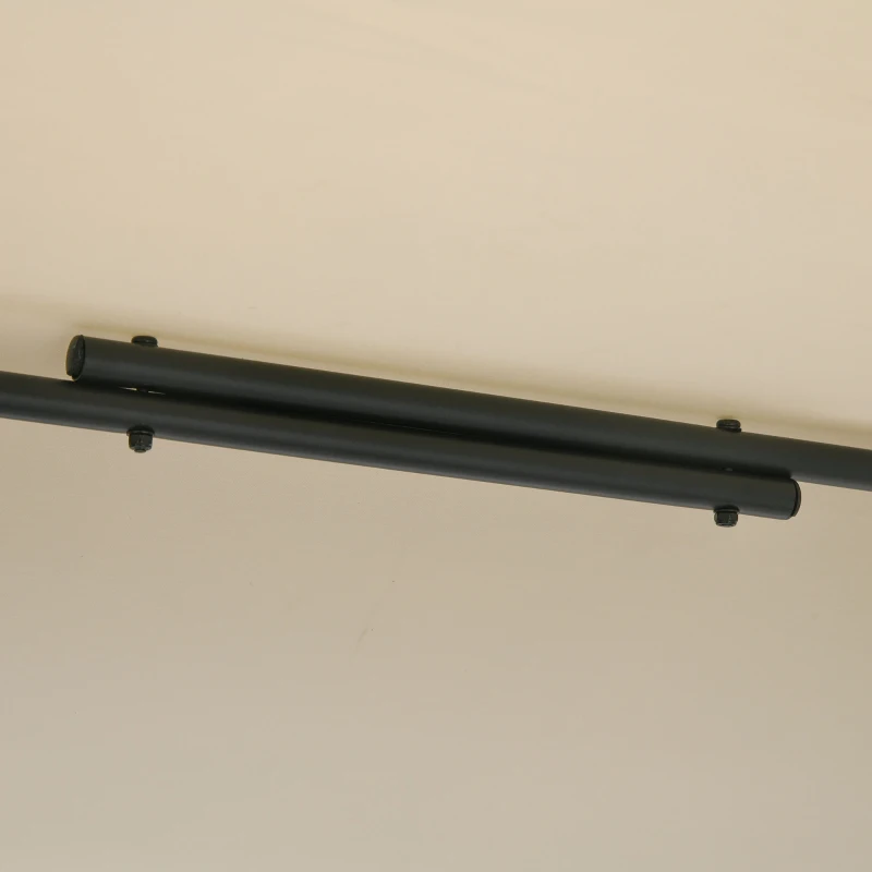 Outsunny Buiten Barmeubelset, Rattanlook, 4 Barkrukken & 1 hoge Bartafel, met Dak, Metalen Frame, Zwart/Khaki