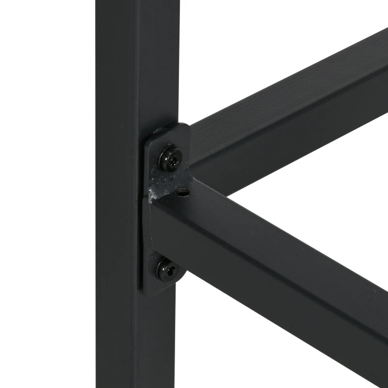 Outsunny Buiten Barmeubelset, Rattanlook, 4 Barkrukken & 1 hoge Bartafel, met Dak, Metalen Frame, Zwart/Khaki