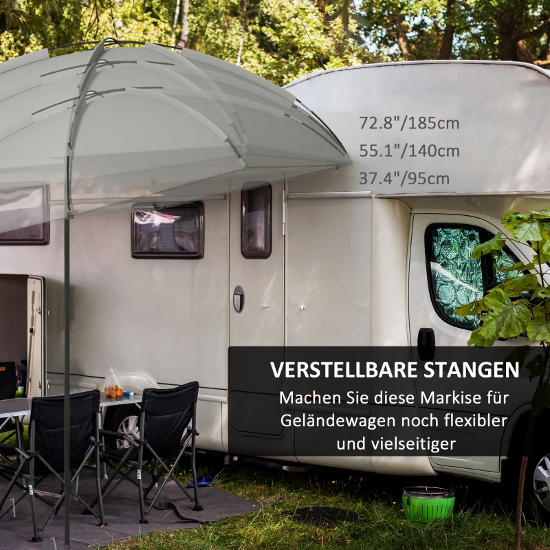 Outsunny Autozonnescherm Achtertent, Zonnescherm, inclusief transporttas, 290 x 278 x 260 cm, Lichtgrijs