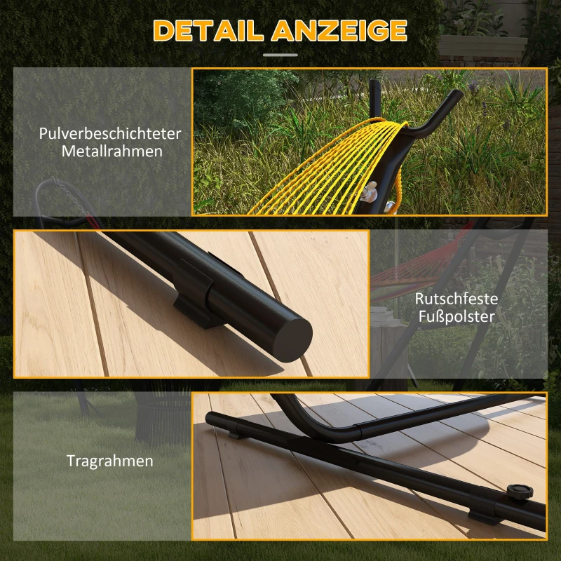 Outsunny Stojak na hamak, dla hamaków do 280 cm, Stal, 285D x 125S x 110W cm, Czarny