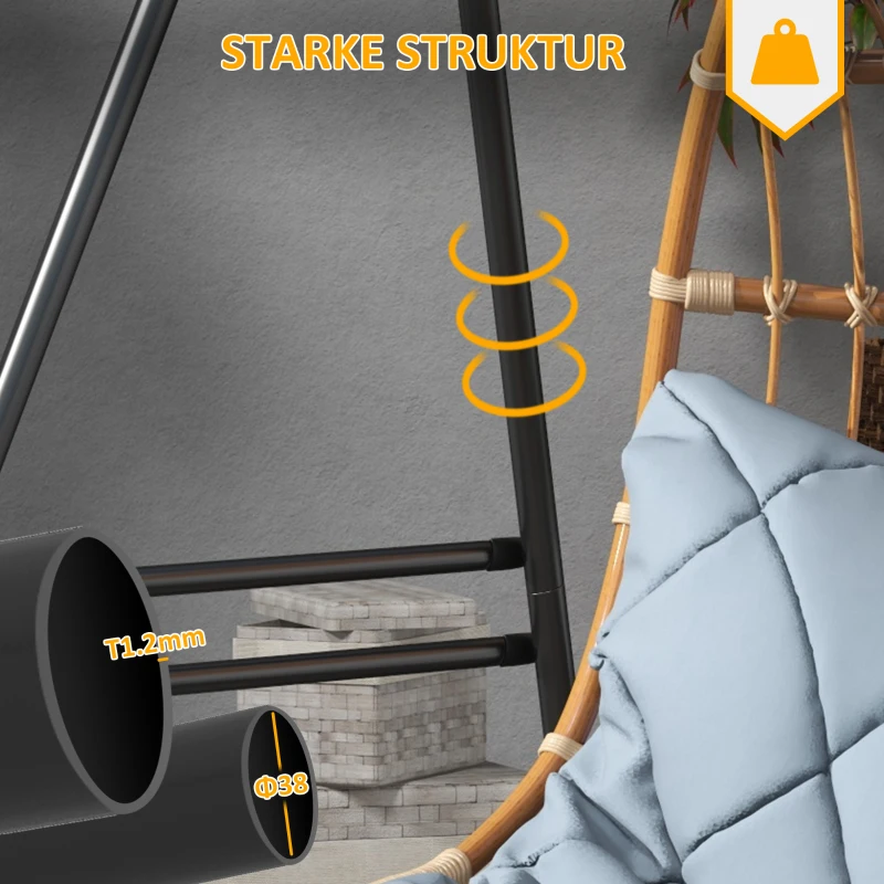 Outsunny Hangstoelstandaard, stevig & weerbestendig, voor binnen & buiten, tot 150 kg, staal, 178 x 143 x 180 cm, zwart