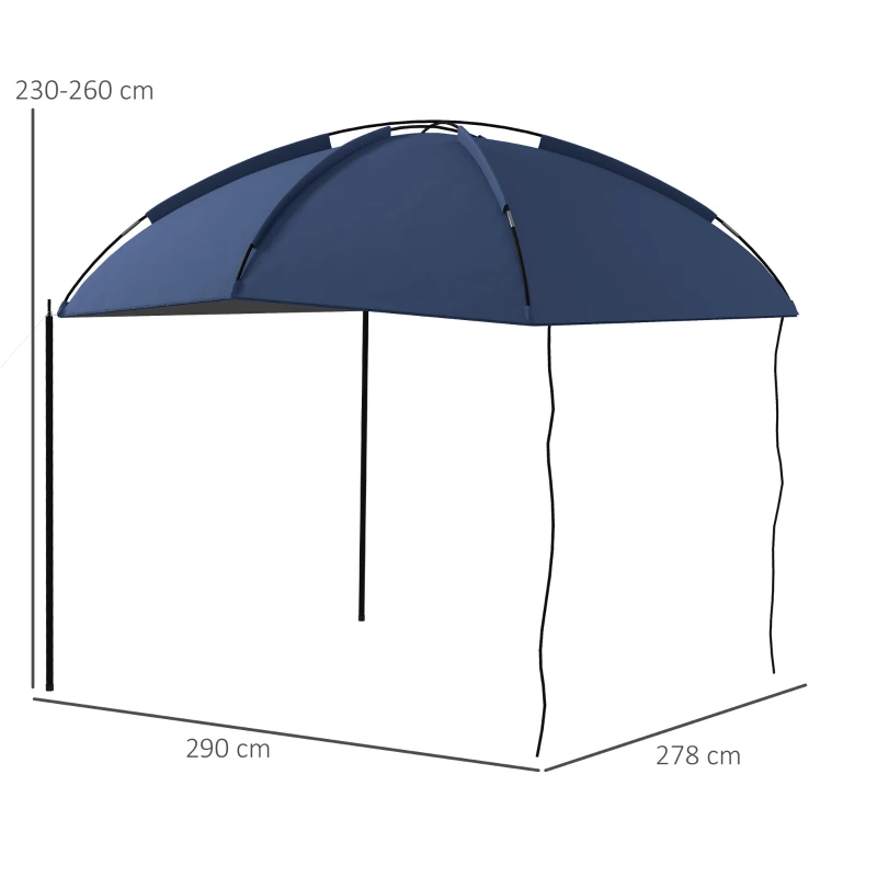 Outsunny Toldo para Carro Abrigo para Campismo com Altura Ajustável e Bolsa de Transporte Impermeável Anti-UV 290x278x230-260 cm Azul Marrinho