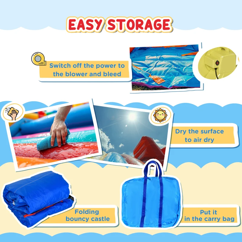 Outsunny Kids Bounce Castle Inflatable House with Trampoline Pool Climbing Wall with Inflator Carrybag, 2.8 x 1.7 x 1.55m