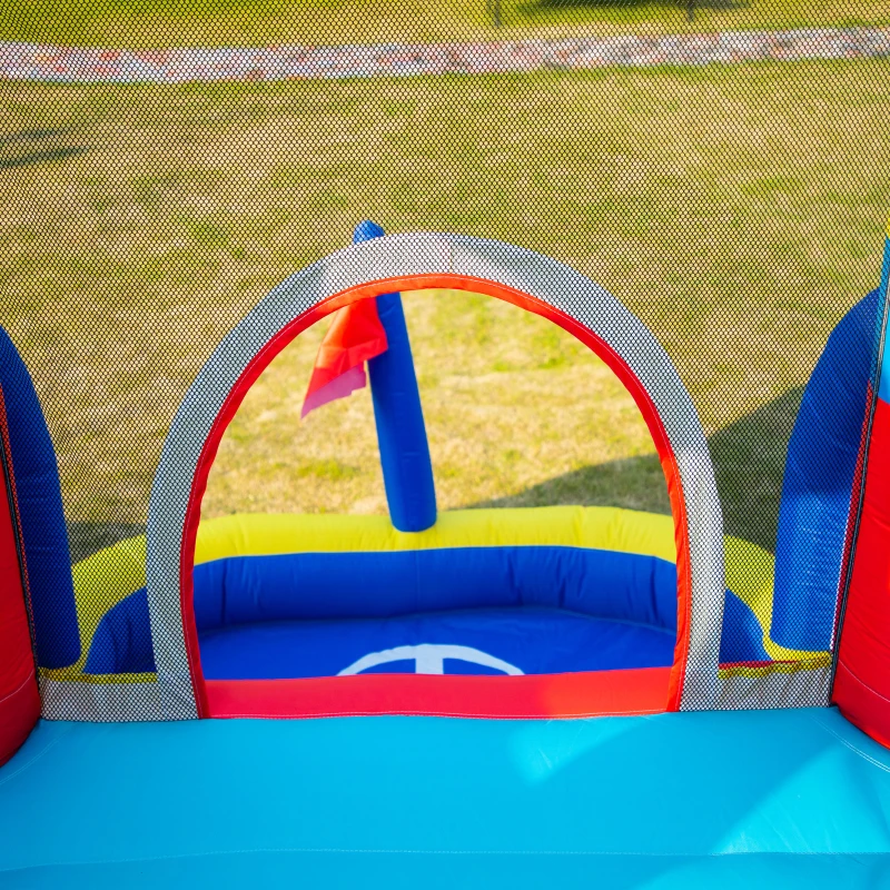 Outsunny 4 in 1 Kids Bouncy Castle Large Sailboat Style Inflatable House Slide Trampoline Water Pool Climbing Wall with Blower Carrybag for Kids Age 3-8, 2.65 x 2.6 x 2m