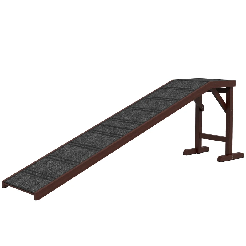 PawHut Pet Ramp for Dogs Cats  Non-Slip Carpet Top Platform - Brown & Grey
