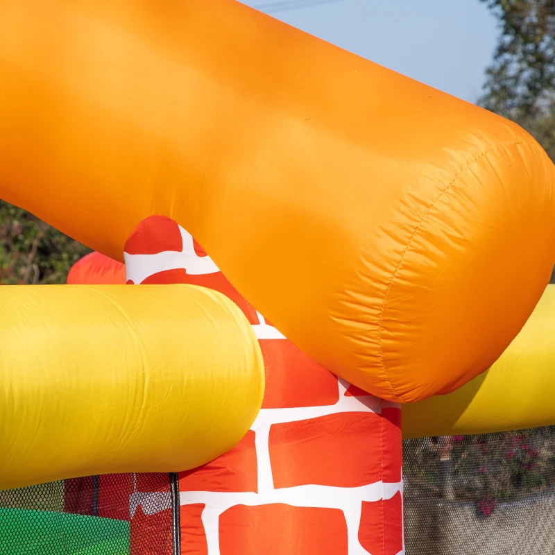 Outsunny 4 in 1 Kids Bouncy Castle Extra Large Double Slides & Trampoline Design Inflatable House Pool Climbing Wall with Blower Carrybag for Kids Age 3-8, 3.8 x 3.7 x 2.3m