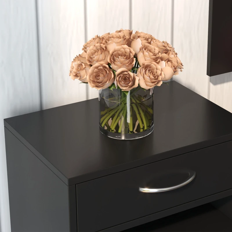 HOMCOM Mobile da Ingresso Appendiabiti con Scarpiera e Specchio, in Truciolato, 90x10x102 cm, Nero