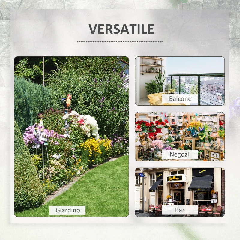 Outsunny Fioriera da Esterno Portavasi con Ganci per Ringhiera Balcone in Metallo, 100x31x12cm, Nero