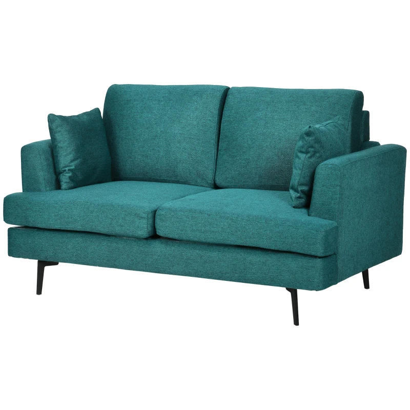 HOMCOM Divano 2 Posti Moderno con Rivestimento in Tessuto e Imbottitura Spessa, 160 x 87 x 87cm, Verde