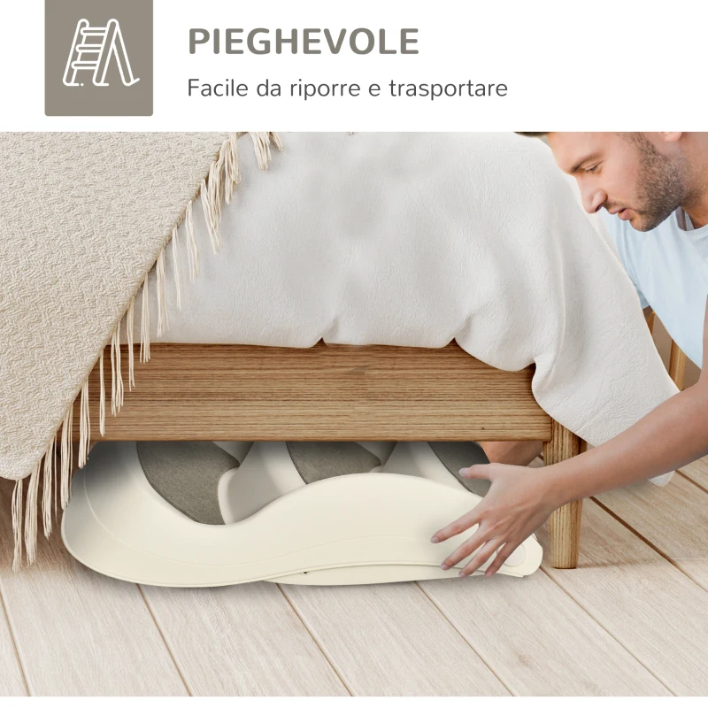 PawHut Scaletta per Cani e Gatti Pieghevole con 3 Gradini Antiscivolo in PP, 49x38x38 cm, Beige