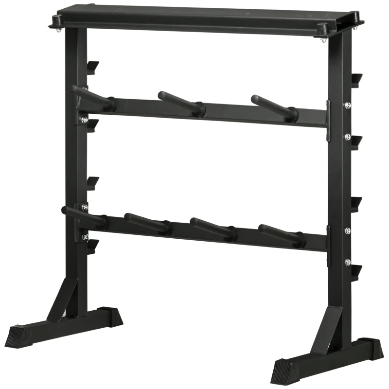 HOMCOM Porta Bilanciere Multiuso per Barre, Manubri e Dischi Pesi in Acciaio, 100x55x102cm, Nero