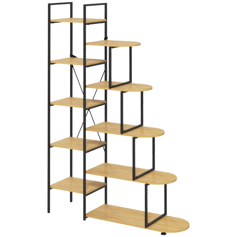 HOMCOM Scaffale Libreria a 10 Livelli, Stile Industriale in Truciolato e Acciaio, 111.5x32x170 cm