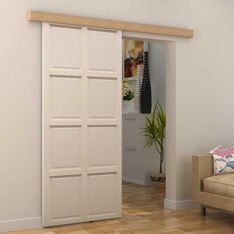 HOMCOM Binario con Kit di Accessori per Porte Scorrevoli in Stile Rustico in Legno