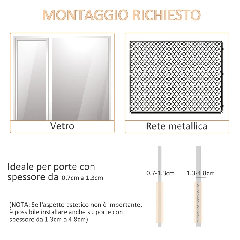 PawHut Gattaiola con Sistema di Blocco per Vetro, Rete e Porte, 38.6x52x1.8cm, Bianco