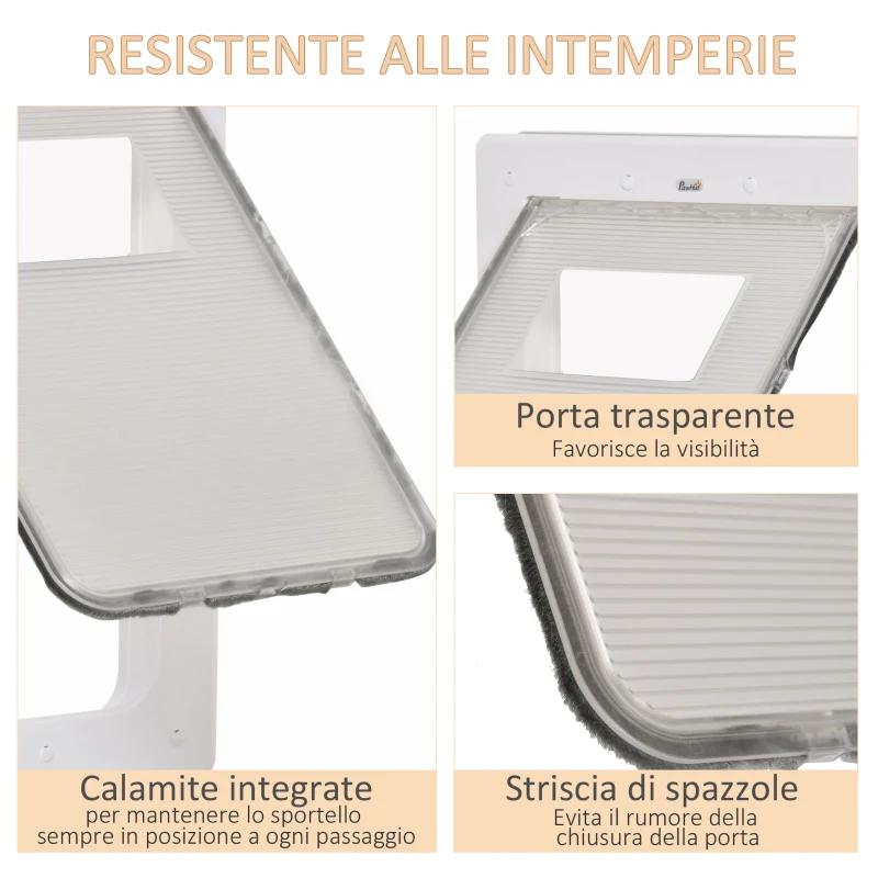 PawHut Gattaiola con Sistema di Blocco per Vetro, Rete e Porte, 38.6x52x1.8cm, Bianco