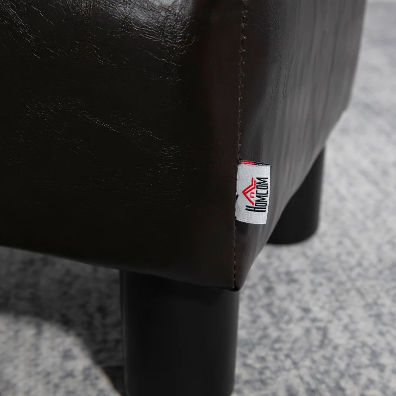 HOMCOM Hocker mit Stoffbezug in Kunstlederoptik, bis 110 kg, Kaffee, 40 x 30 x 24cm