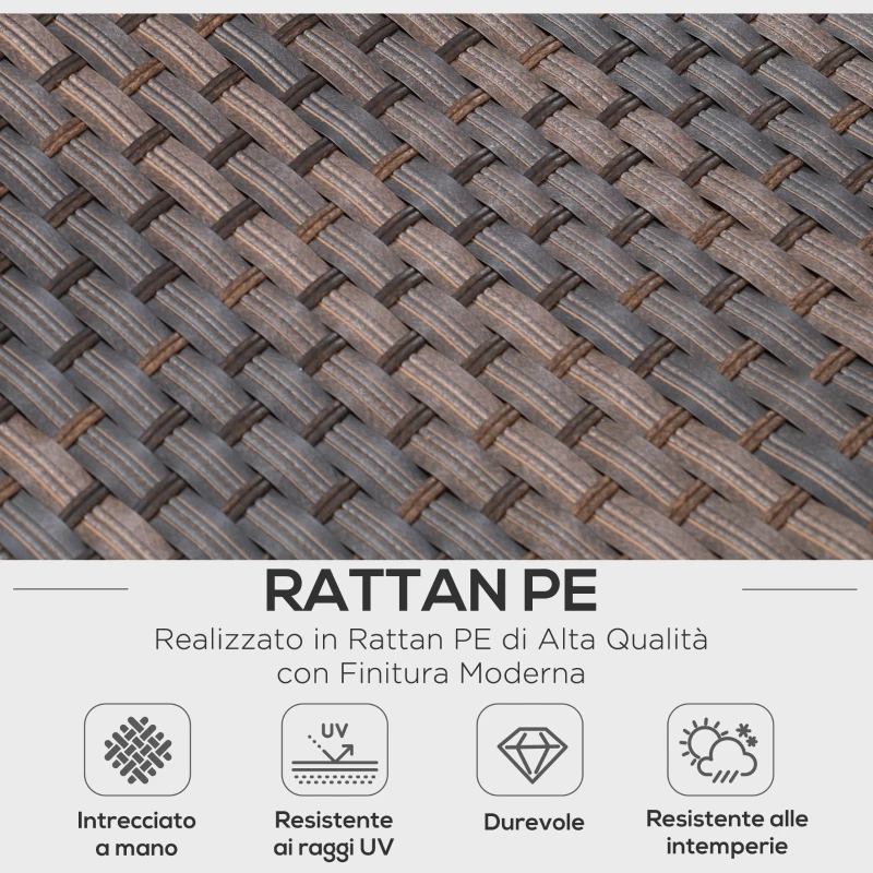 Outsunny Salotto da Esterni in Rattan, Set 6 Pz con Divanetto da Giardino, Poltrone e Tavolino, Marrone