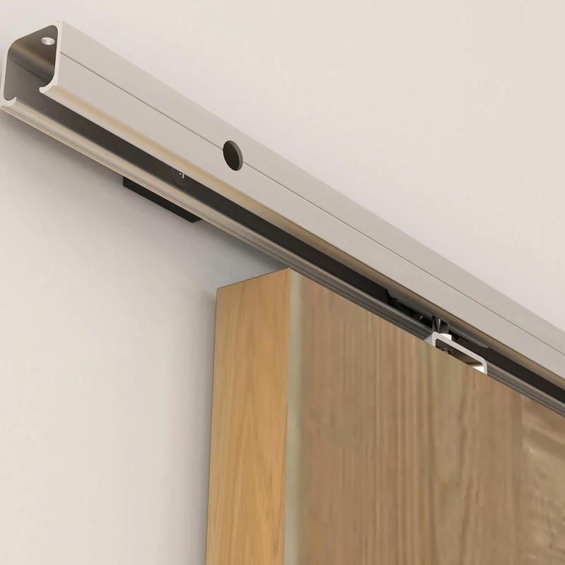 HOMCOM Binario con Kit di Accessori per Porte Scorrevoli in Stile Rustico in Legno