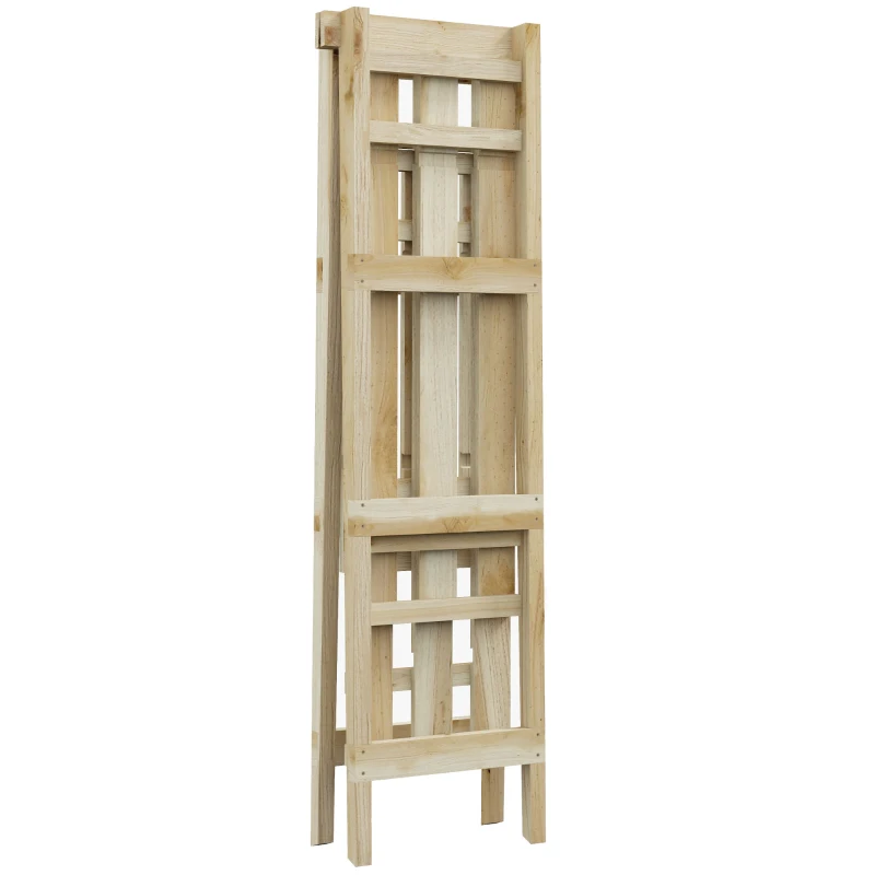 Outsunny Suporte de Madeira para Plantas Dobrável de 3 Níveis com Estrutura em Forma de A para Jardim Pátio 100x36x112 cm Natural