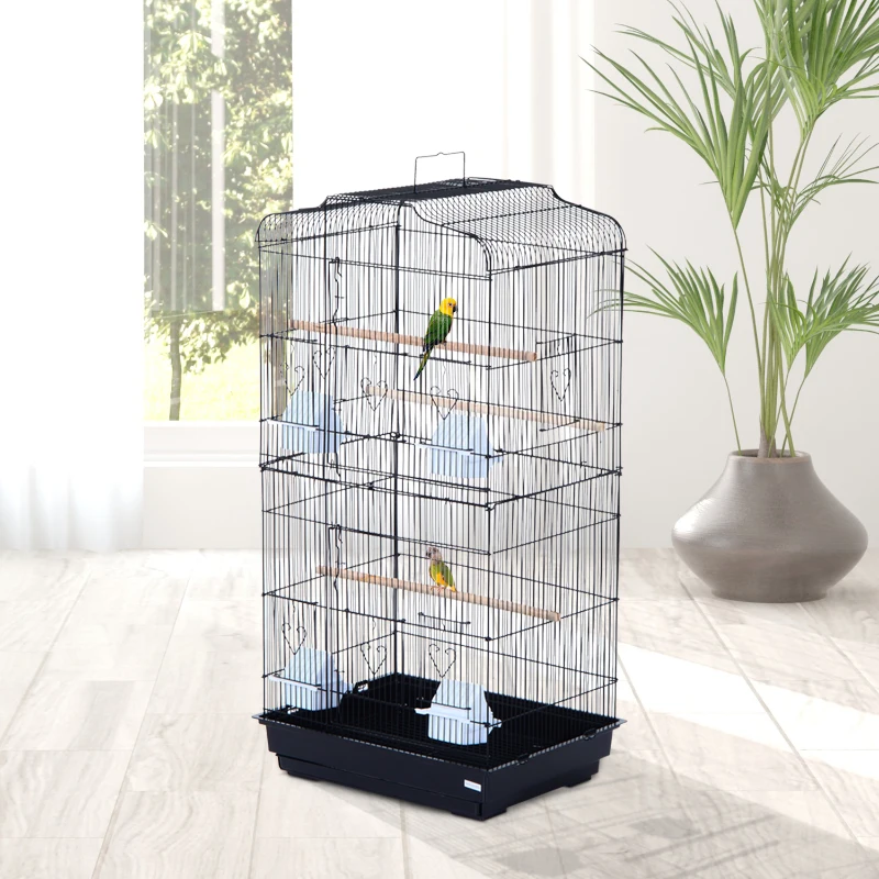PawHut Voliera Gabbia per Uccelli Realizzata in Filo di Ferro con Vassoio 47.5 x 36 x 91cm Nero