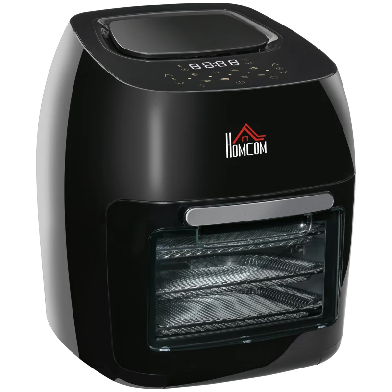 HOMCOM Friggitrice ad Aria 8 in 1 da 11 Litri 1800W, con Accessori e Schermo LED 32x35.6x37.9 cm Nera