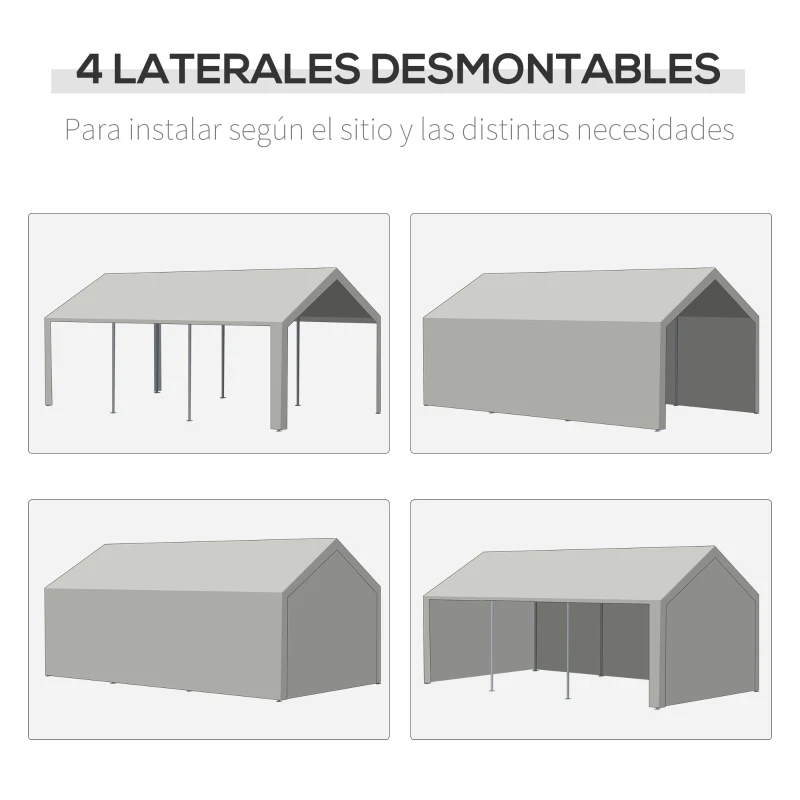 Outsunny Carpa para Fiestas 6x3 m Pabellón de Jardín con 2 Paredes Laterales Extraíbles 2 Puertas y 6 Ventanas con Cremalleras Protección UV Cenador para Eventos Celebraciones Blanco