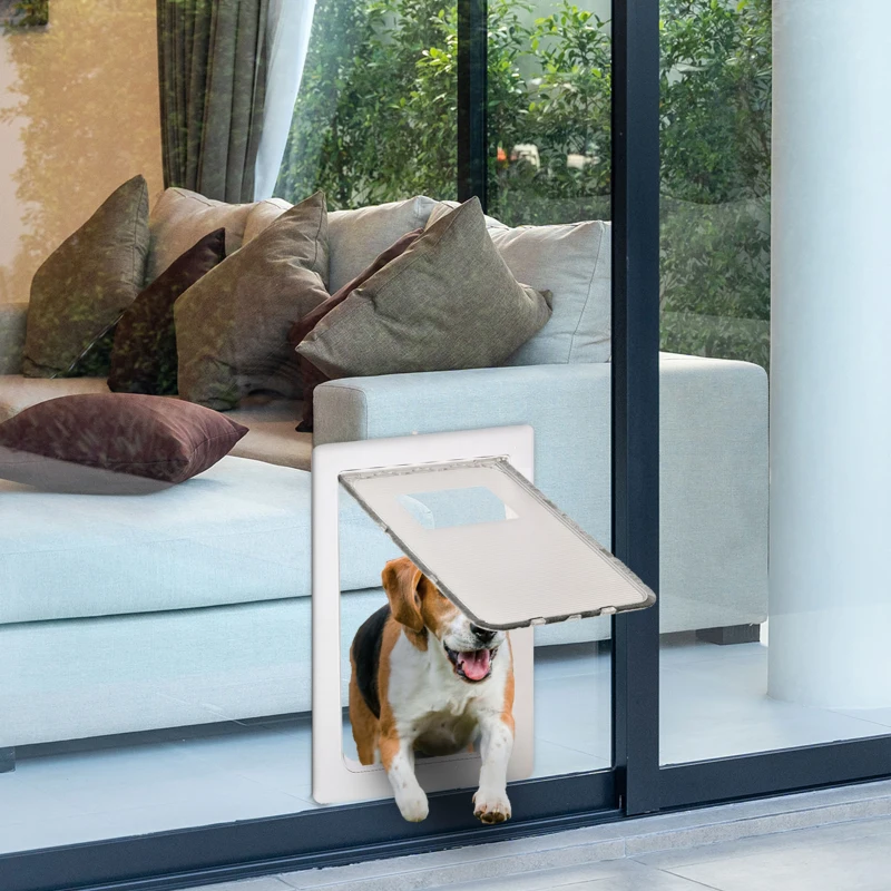 PawHut Gattaiola con Sistema di Blocco per Vetro, Rete e Porte, 38.6x52x1.8cm, Bianco