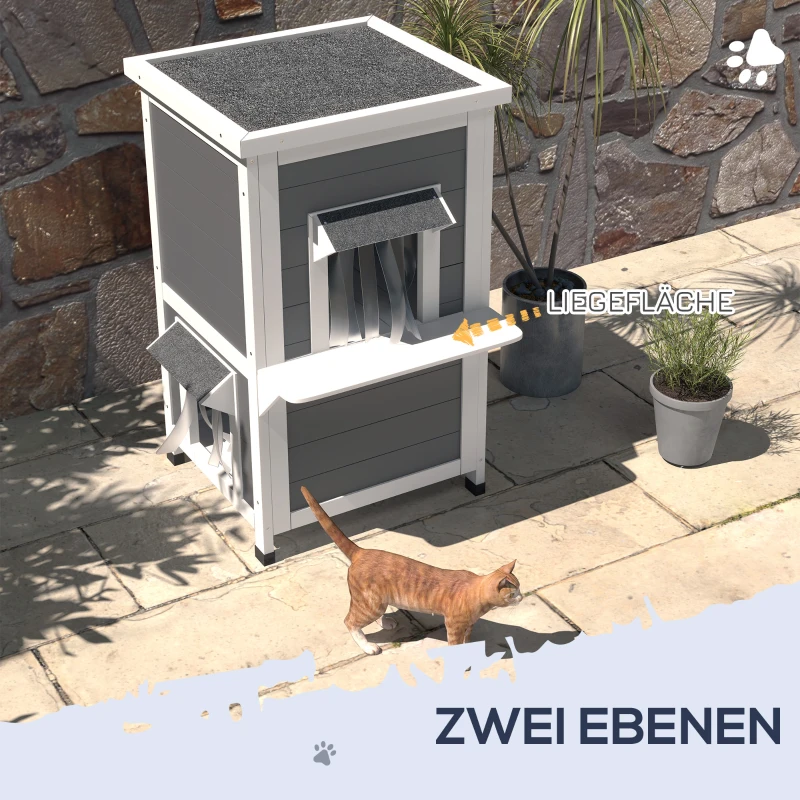 PawHut Dom dla kotów z dwoma piętrami