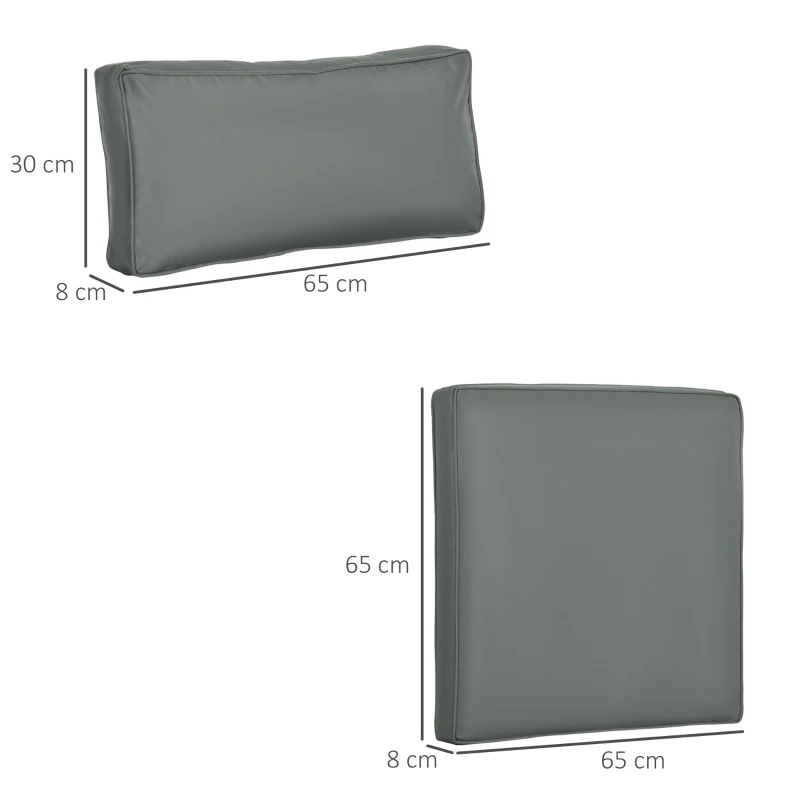 Outsunny Replacement Cushions for Rattan Furniture - 14 Piece Outdoor Seat Cushion Pad Set for Patio Conversation Set, Includes 7 Seat Cushions and 7 Back Cushions, Grey