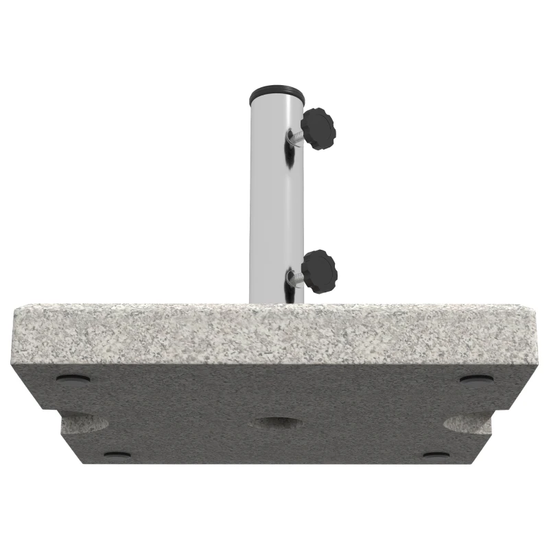 Outsunny Base per Ombrellone da Giardino 25kg per Pali da Ø32mm, Ø38mm e Ø48mm, in Granito e Acciaio Inox, 38x38x38 cm, Grigia