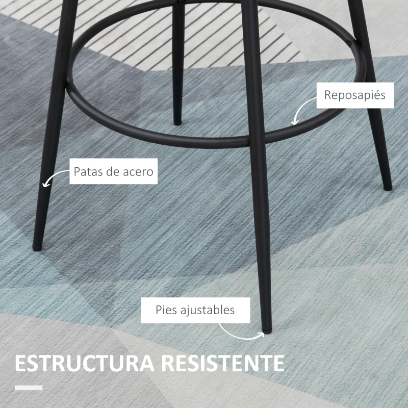 HOMCOM Juego de 2 Taburetes Altos de Cocina Tapizado en PU Taburetes de Bar Estilo Moderno 54x48,5x96 cm Crema