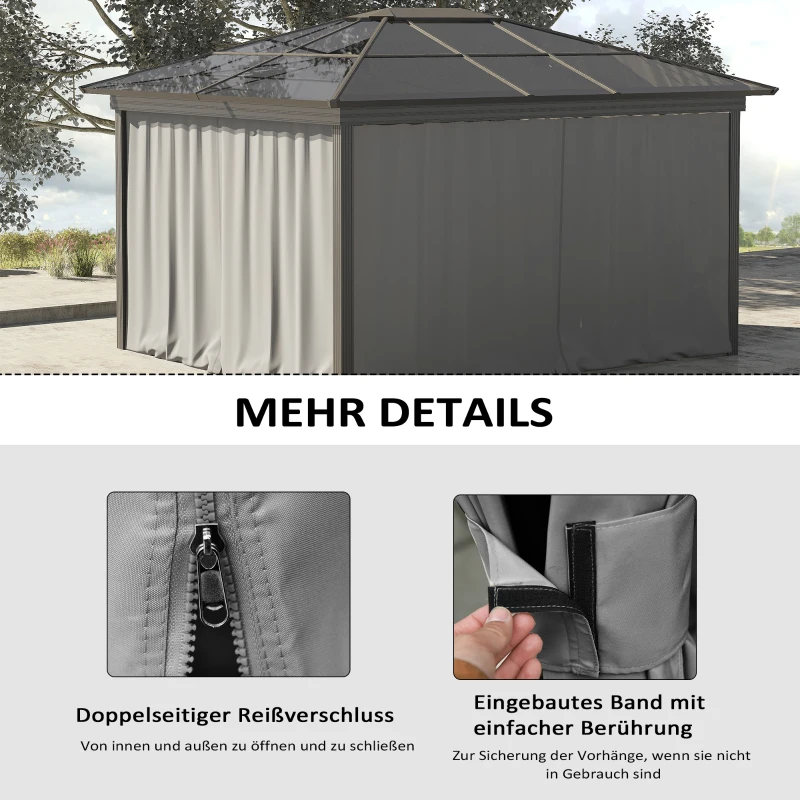 Outsunny Zasłona zastępcza do pawilonu, 4 szt., do pawilonu 3x3m, 302x205cm, Beżowy