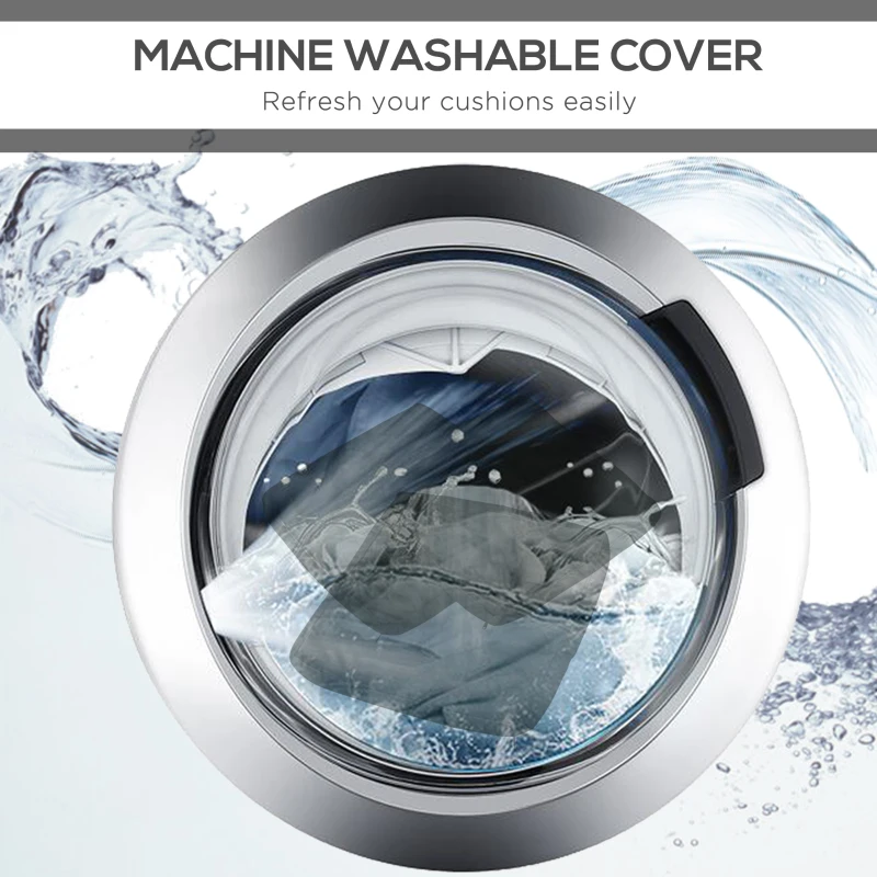 Outsunny Replacement Cushions for Rattan Furniture - 14 Piece Outdoor Seat Cushion Pad Set for Patio Conversation Set, Includes 7 Seat Cushions and 7 Back Cushions, Grey