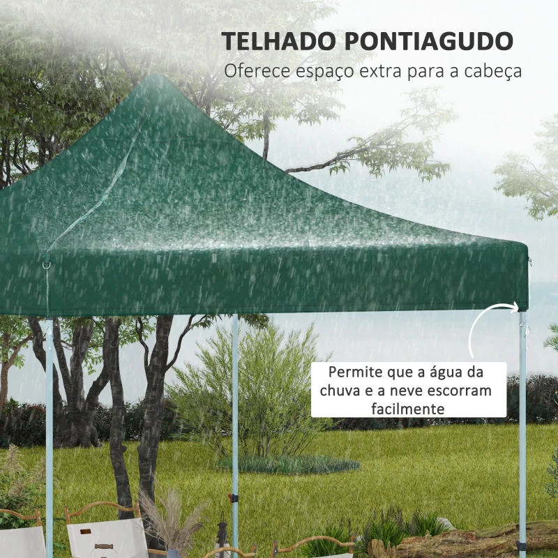 Outsunny Toldo de Substituição 3x3 m para Pérgola de Jardim Cobertura de Substituição para Tenda Dobrável Verde Escuro