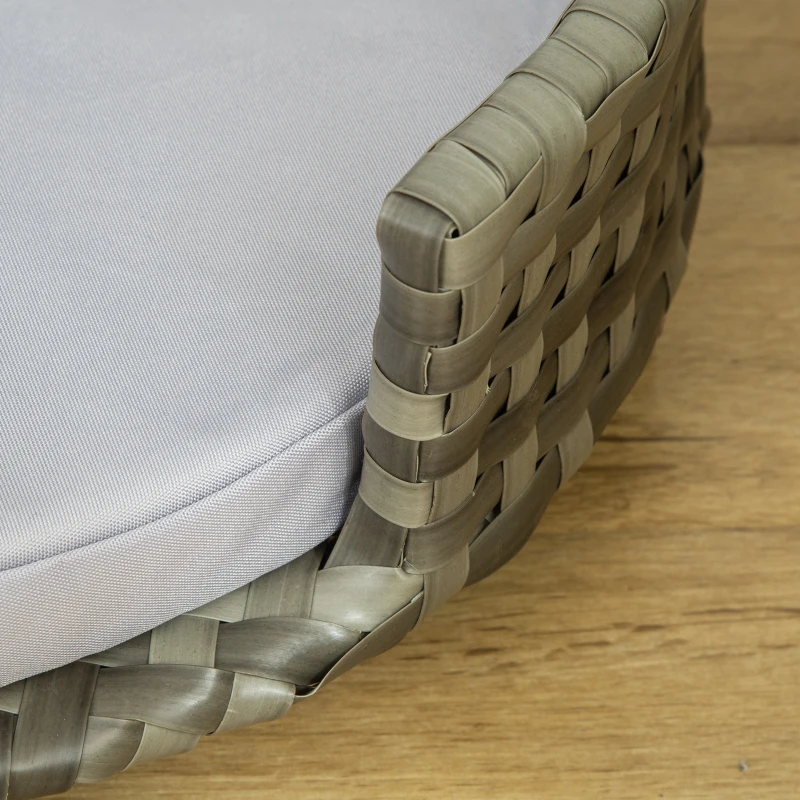PawHut Sofa dla psa/kota z poduszką, legowisko dla małych psów, PE-rattan, Szary, Ø75 x 75 x 20 cm